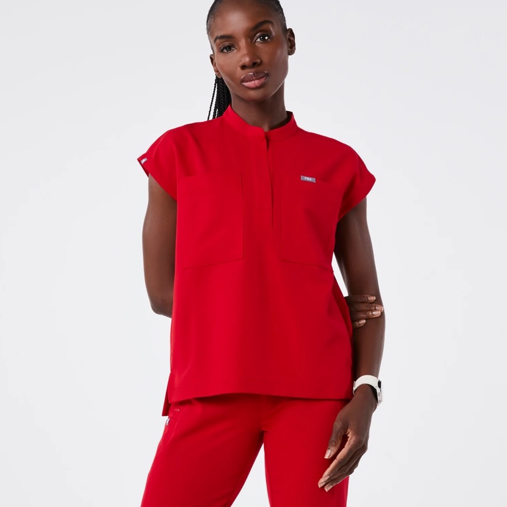 Figs Winning Red Payson Relaxed Henley in winning red